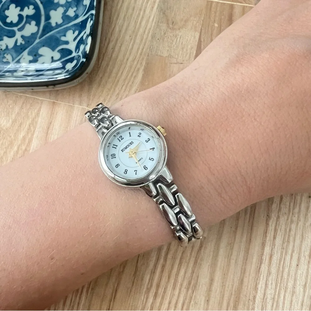 Rumours ladies dainty silver tone bracelet watch NEW BATTERY